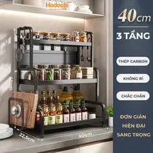 Kệ gia vị 2,3 tầng Kệ đựng chai lọ gia vị nhà bếp bằng thép carbon vắt dao thớt tiện dụng chắc chắn