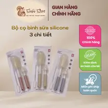 Cọ bình sữa bằng silicone 3 chi tiết cho bé