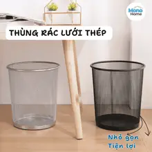 Thùng Rác Lưới Thép Màu Đen MonoHome – Sơn Nướng Kim Loại Chống Gỉ, Giỏ Đựng Giấy Vụn