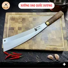 Dao chặt Farang QUỐC DƯƠNG làm từ thép Nhật 420hc không han gỉ, cán gỗ mun vàng nguyên khối chống mối mọt.