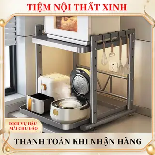 Kệ Lò Vi Sóng 2/3 tầng inox Kệ Để Đồ Nhà Bếp để nồi cơm điện Chịu nhiệt độ cao tăng chỉnh tùy ý