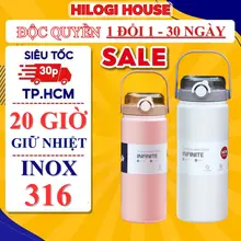 [TẶNG TÚI] Bình giữ nhiệt inox 316 boss HiLOGI dung tích 1200ml, bình nước inox có quai xách,ống hút, giữ nhiệt tốt