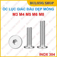 Vít Inox 304 Đầu Bằng Mỏng - Lục Giác Chìm - Hoàn Thiện Bề Mặt Phẳng, Thẩm Mỹ (Gói 10 Con)