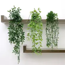 Chậu cây rủ lá nhựa giả kèm chậu dài 60cm đủ loại cây xanh dây leo để kệ decor trang trí tiện lợi rất đẹp giống thật