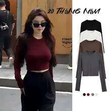 Áo thun dài tay croptop ôm fit body cotton mịn 20 tháng 05 shop MA209