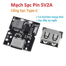 【FREESHIP】Mạch Chế Sạc Pin Dự Phòng tích hợp sạc xả 5V 2A Cổng vào Type-C - dùng cho pin 18650 - Lithium 3,7V