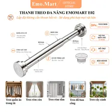 Thanh Treo Đa Năng EMOMART E02, Inox 304 không rỉ toàn thanh, Lắp đặt không cần khoan bắt vít