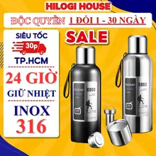 Bình giữ nhiệt 2000ml inox 316 cao cấp, bình nước inox giữ nhiệt 24g có khay lọc trà inox
