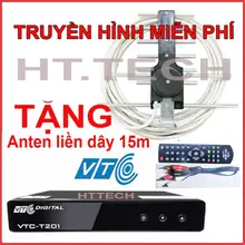 đầu thu truyền hình miễn phí mặt đất dvb T2 vtc T201 tặng anten ngoài trời và dùng nơi phủ sóng T2