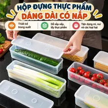 Hộp nhựa hình chữ nhật đựng mì ý / trứng / trái cây có nắp đậy để tủ lạnh tiện lợi 1.3L
