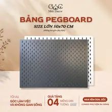 [Hỏa tốc và giao liên tỉnh] Bảng pegboard gỗ, bảng treo tường đa năng, size 50x70cm, tặng kèm 4 miếng dán tường