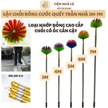 Gậy Chổi Bông Cước 3M-9M Quét Trần Nhà, Quét Màng Nhện Trên Cao Đầu Gai Cán Inox Cao Cấp Có Thể Rút Gọn 1m2-1m5