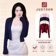 Áo Khoác Cardigan JUSTDUN 201 Nữ - Dáng Vừa, Vải Cotton Mịn, Mềm Mại, Thoáng Mát, Co Giãn Êm Ái