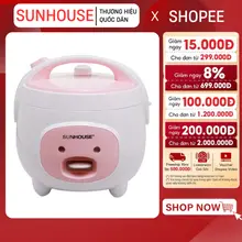 NỒI CƠM ĐIỆN 1.8L SUNHOUSE SHD8607W - Phù hợp 4-6 người ăn, nấu cơm siêu nhanh