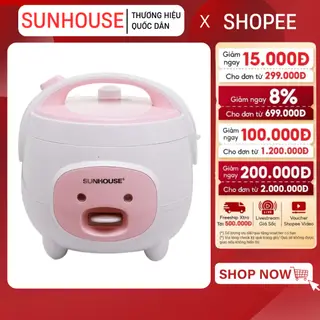 NỒI CƠM ĐIỆN 1.8L SUNHOUSE SHD8607W - Phù hợp 4-6 người ăn, nấu cơm siêu nhanh