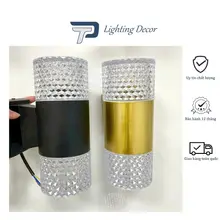 Đèn Led Trụ Tròn Pha Lê Hắt 2 Đầu 3 Chế Độ Ánh Sáng Hợp Kim Nhôm Chống Nước Trang Trí Ngoài Trời TPLIGHTING