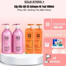 Cặp Dầu Gội Xả Collagen HE Tepi Hồng 1000ml Silkstore+ Mượt Tóc Hương Nước Hoa Thơm Lâu Kiềm Dầu Chống Rụng Tóc