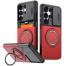 Ốp Lưng Đựng Thẻ Thanh Trượt Camera Cho Samsung Galaxy S22 S23 S24 S25 S26 Plus Ultra A15 A35 A55 A06 A07 A16 A35 A26 A17 A56 A37 A28 A57Creaitve Vỏ Điện Thoại
