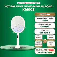 Vợt Bắt Muỗi Thông Minh 2in1 KM003 UVGREEN - Tích Hợp Đèn UVA 365nm Thu Hút Muỗi Hiệu Quả