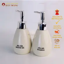 Bình Đựng Sữa Tắm, Nước Rửa Tay, Dầu Gội Gốm Sứ Bát Tràng Dùng Cho Khách sạn, Bình Dáng Xoài 200ml