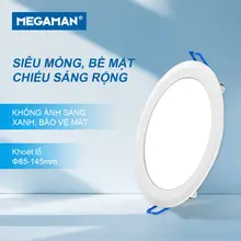 Đèn LED Âm Trần Siêu Mỏng MEGAMAN 7W 9W 12W 15W – Công nghệ LED Lens tiên tiến – Ánh sáng đẹp