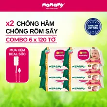 Khăn Ướt Cao Cấp Mamamy 120 Tờ Mềm Mại, An Toàn, Không Mùi Không Parabens Dành Cho Em Bé