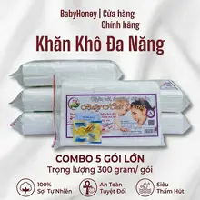 Combo 5 Gói 3OOg - Khăn Khô Đa Năng Baby Hiền Trang Siêu Mềm