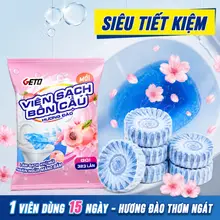 Viên Thả Bồn Cầu GETO sạch khuẩn, thơm mát tẩy sạch mảng bám Khử Mùi Toilet Thế Hệ Mới Hương Đào