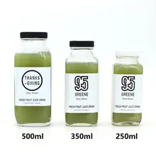Chai thủy tinh vuông cao miệng rộng nắp nhựa 250ml, 350ml,500ml / đựng nước ép, sữa hạt,detox ,sữa chua,kombucha