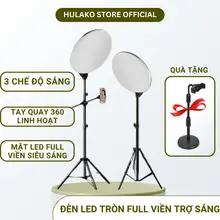 Đèn Livestream HULAKO Tròn Full Viền – Hỗ Trợ Quay Video, Chụp Ảnh Sản Phẩm, Kèm Tay Quay 360 Độ Chuyên Nghiệp