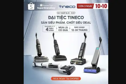 Tineco Siêu Sale Thương Hiệu – Voucher Đến 4 Triệu, Mua Là Có Quà