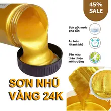 Sơn Nhũ Vàng 24K Cao Cấp Ánh Kim, Sơn Bề Mặt Kim Loại, Cổng Rào, Đá, Chậu Cảnh - Sơn Hệ Nước, Không Mùi, An Toàn