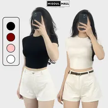 Áo Thun Cotton Nữ Dáng Croptop Cộc Tay Ôm Body Trơn Bigsize, Áo Thun Cotton Croptop Misoul Mall 390