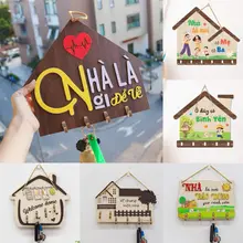 Bảng gỗ treo móc chìa khóa decor trang trí gia đình nhà cửa kèm móc câu ý nghĩa và làm quà tặng
