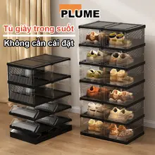 Hộp đựng giày trong suốt chất liệu nhựa 3-9 Tầng Tủ giày gấp gọn Tủ nhựa đựng giày đa năng dép cao cấp có bánh xe