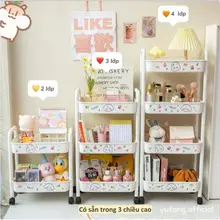 Kệ Đựng Đồ Đa Năng 3 tầng , Kệ Để Đồ 3 Tầng 4 Tầng Có Bánh Xe Di Chuyển Tặng Kèm Sticker Dễ Thương
