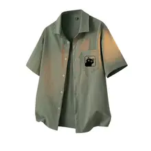 Áo Sơ Mi Nam Nữ Ngắn Tay Họa Tiết Mèo Đen Đáng Yêu - Áo Khoác Sơ Mi Unisex Form Rộng Vải Đũi Linen Hàn Quốc Cao Cấp