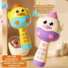 (Mẫu Mới) Mic Hát Bluetooth Không Dây Kèm Sạc Cao Cấp Cho Bé Micro Không Dây Mini Máy Phát Nhạc Trẻ Em