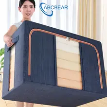 Hộp Đựng Quần Áo Chăn Màn Khung Thép Cao Cấp Túi Vải Đựng Đồ Đa Năng Kích Thước Lớn Thùng Vải Cotton Đựng Đồ Lót