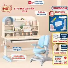[BẢN CẢI TIẾN] Bàn ghế học sinh chống gù Sakawin S110 Nâng hạ tay quay Kèm giá sách lớn thiết kế mái vòm cao cấp