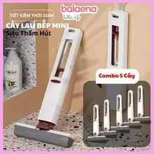 ComBo 5 Cây Gạt Nước Tự Vắt – Cây Lau Bếp, Cây Lau Bàn Tự Vắt Gấp Gọn 25cm