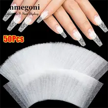 UNMEGONI 50 Cái Nối Dài Móng Tay Sợi Thủy Tinh Lụa, Làm Móng Tay Xây Dựng Dạng Acrylic Bọc, Gel UV Pháp Không Dệt 8x4cm Giấy Sợi Thủy Tinh