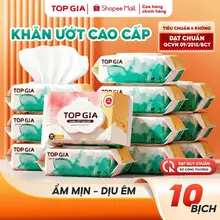 [TOP BÁN CHẠY] Khăn ướt cao cấp Topgia 80 tờ mềm mại, không cồn, không parabens dành cho mẹ và bé