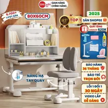 (Bản Đặc Biệt) Bộ bàn học chống gù Sakawin A16 Cải tiến, Bàn ghế học sinh có giá sách Nâng hạ tay quay tiện lợi