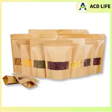 [1KG] Túi giấy kraft màu nâu có khóa kéo, túi an toàn thực phẩm