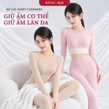 Bộ Giữ Nhiệt Nữ KEVA - KGE Chất Liệu Cashmere Mỏng Nhẹ Giữ Ấm Cơ Thể Dưỡng Ẩm Da Co Giãn Thoải Mái 1510