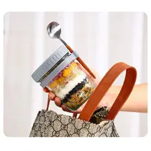 Hũ Đựng Ngũ Cốc, Bình Thủy Tinh Kèm Thìa Đựng Yến Mạch Overnight Oat