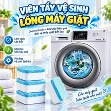 Hộp 12 Viên Tẩy Vệ Sinh Lồng Máy Giặt, Sủi sạch vi khuẩn, Tẩy Sạch Cặn Bẩn Lồng Giặt