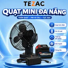 Quạt Tích Điện Sử Dụng Chân Pin 10cell, 20cell và 30cell, Gió Mạnh, Dùng Liên Tục 8H- TEZAC Shop