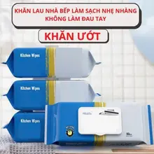 ( Thùng 10 Gói )  Khăn ướt Lau bếp đa năng 1 gói 80 miếng , Siêu Nhẹ, Sạch Sâu, Tiết Kiệm , Tiện Lợi
